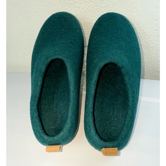 New Haussimple Felted Wool Suede Sole Slipper Sz 9 House Shoe Mule Jade Green - Picture 5 of 10